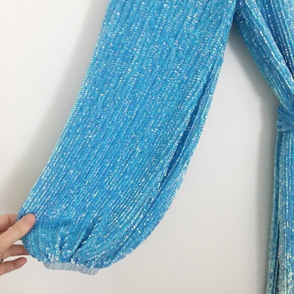 RETROFETE Audrey Sequin Robe Wrap Midi Dress - Picture 10 of 16